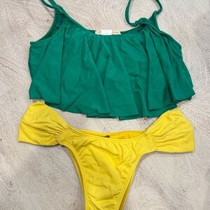 Brazilian Green and Yellow Bikini Set